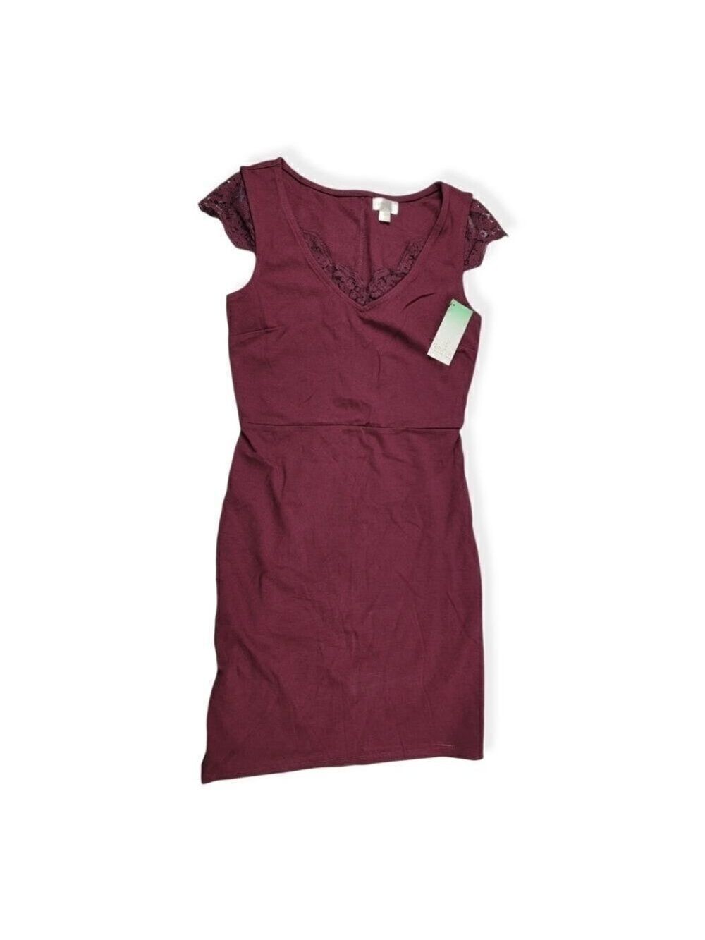 Decree Burgundy Dress with lace sleeves Small